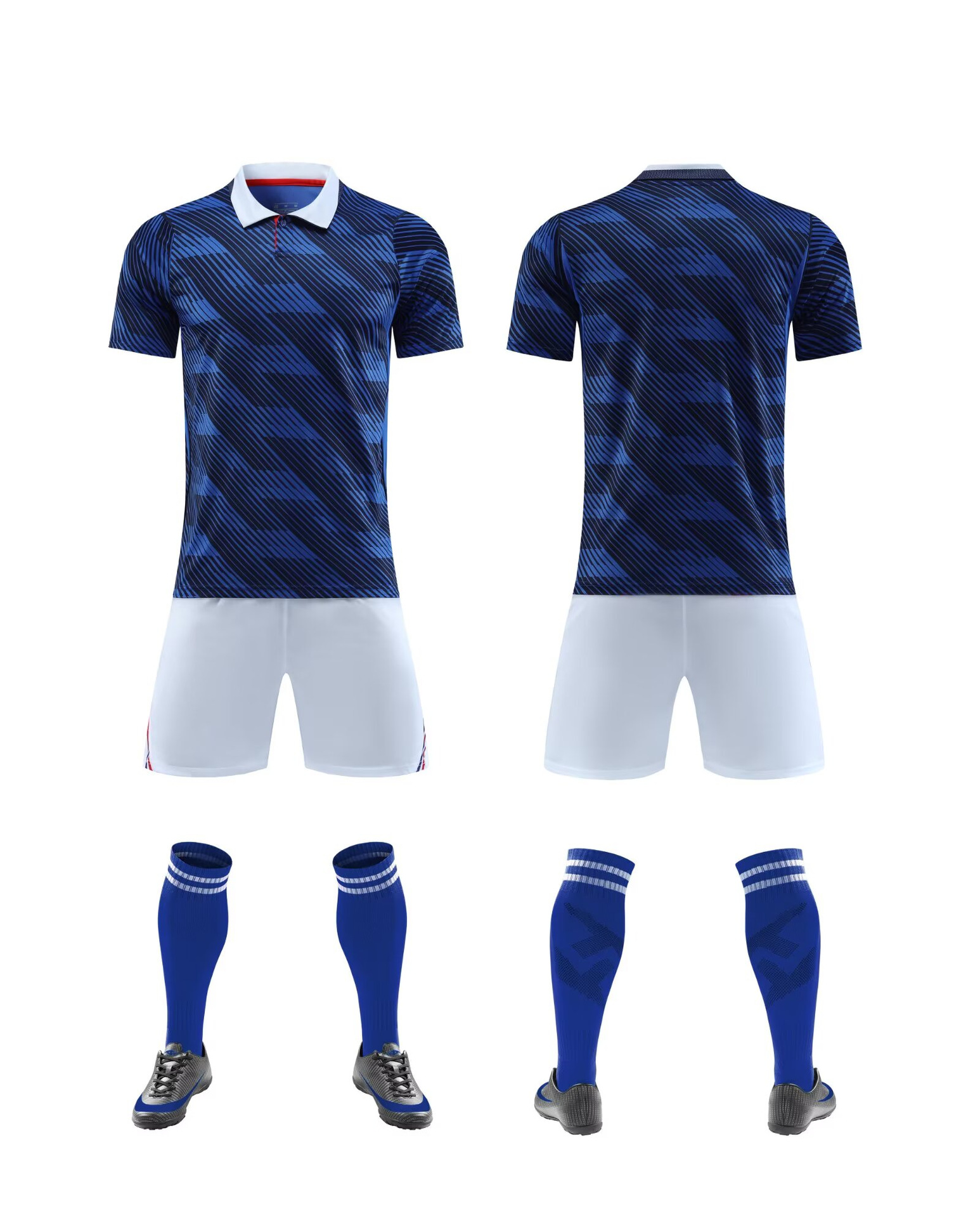 custom blue short sleeve soccer sets