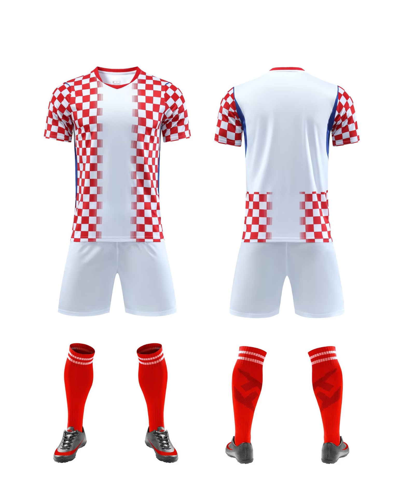 custom red short sleeve soccer sets