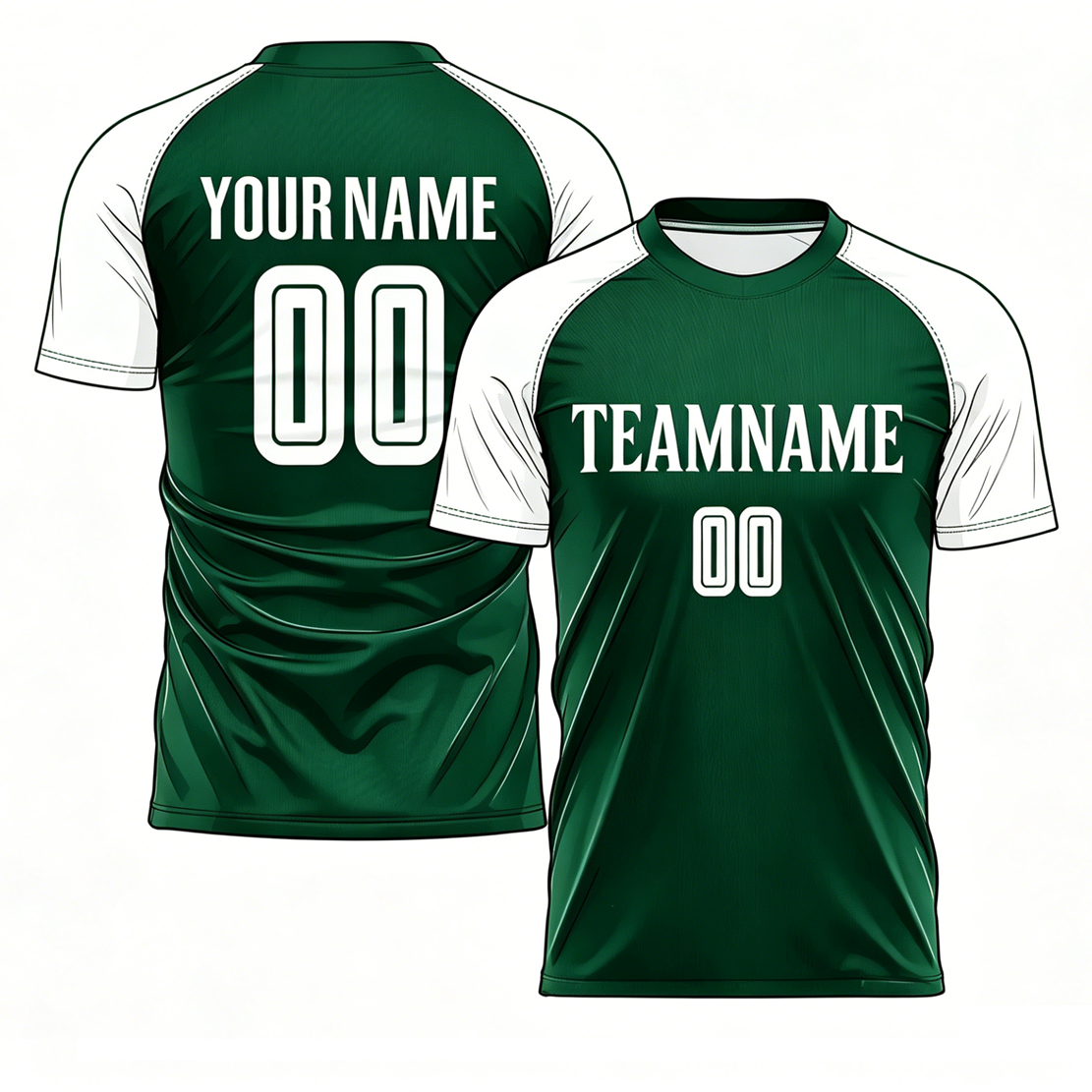 custom green raglan sleeve soccer jersey