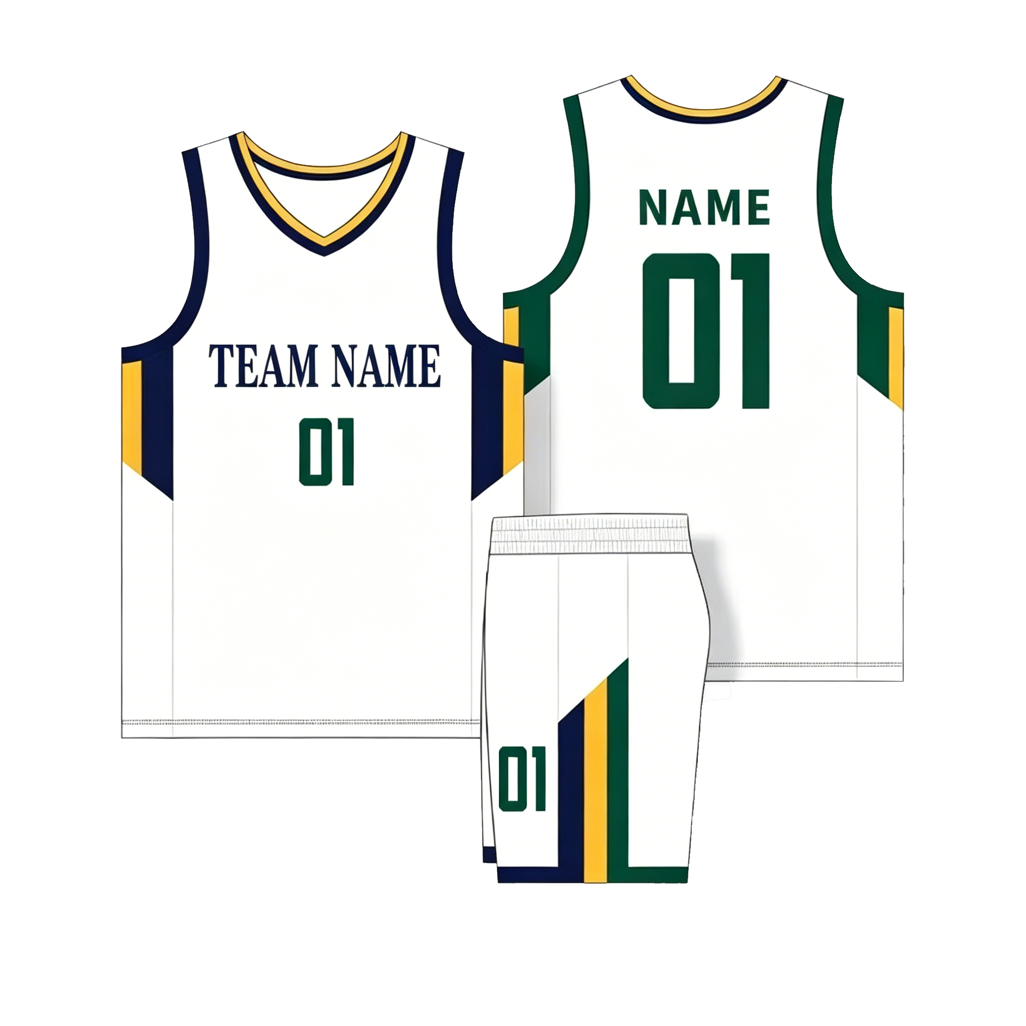custom white color basketball jersey sets