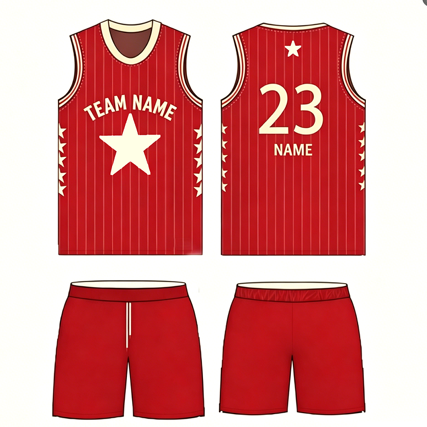 custom red basketball jerseys sets