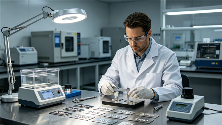 Strict QC Standards for Precision Nameplates: Dimension, Adhesion, Gloss & Environmental Test