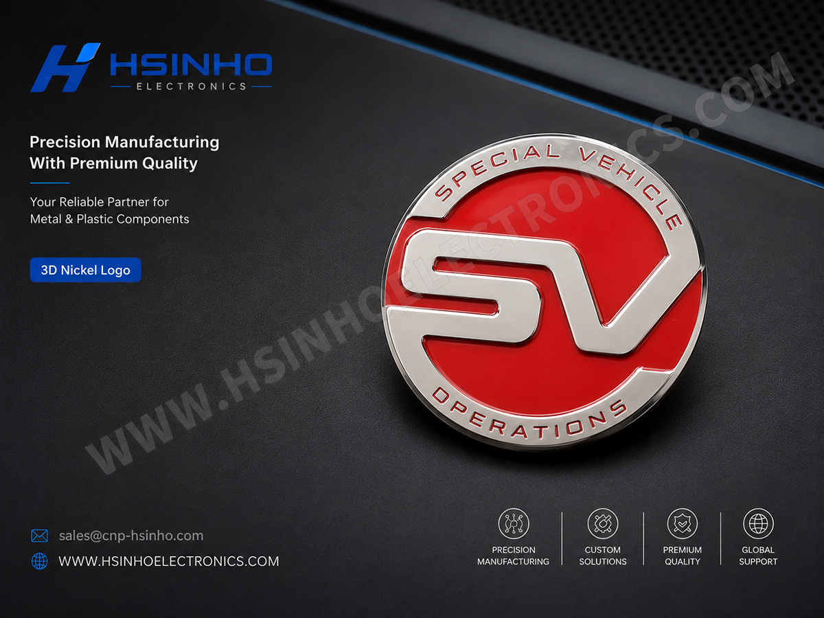 3d nickel logo badge for premium branding hsinho electronics