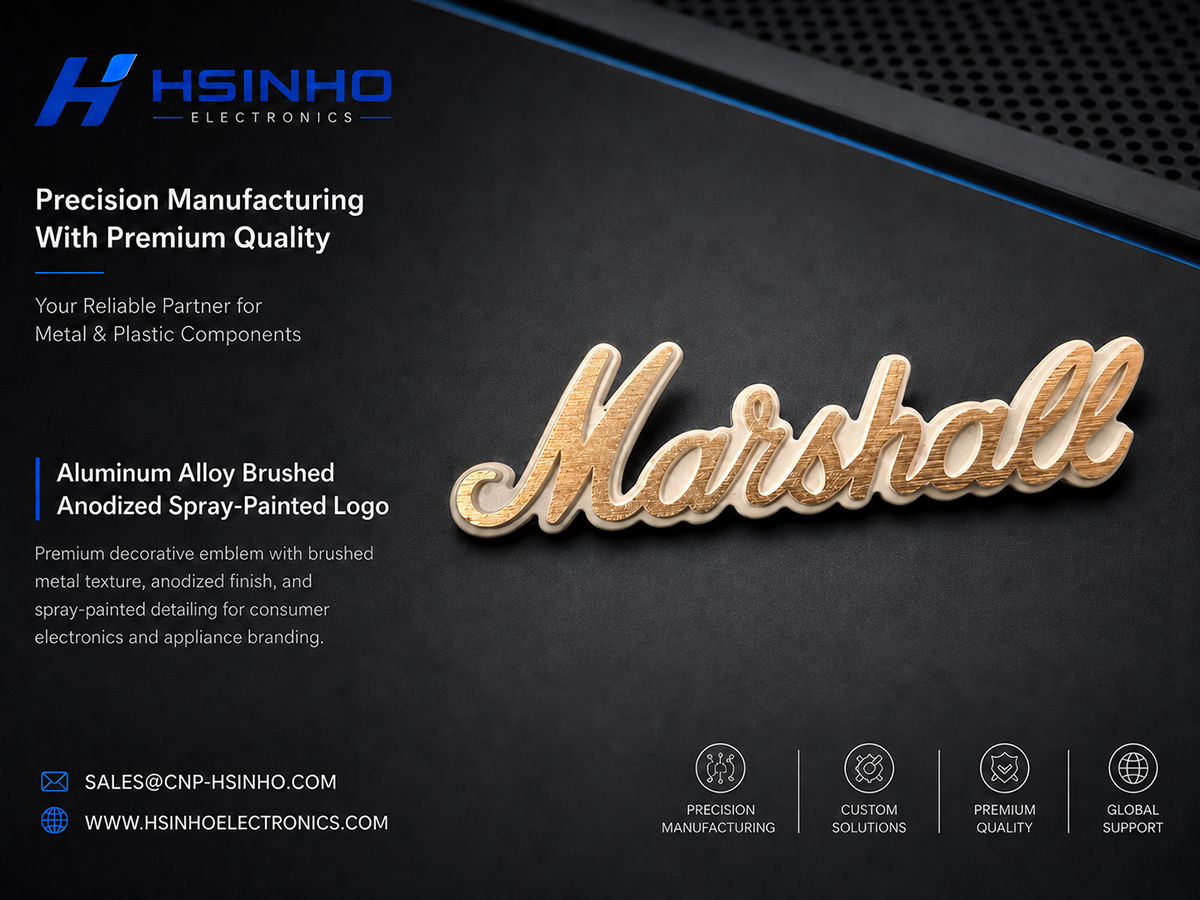 custom metal logo for premium audio home appliances electronics hsinho