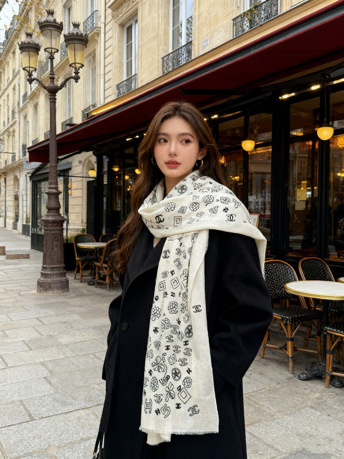 Classic pattern of pure cashmere long towel