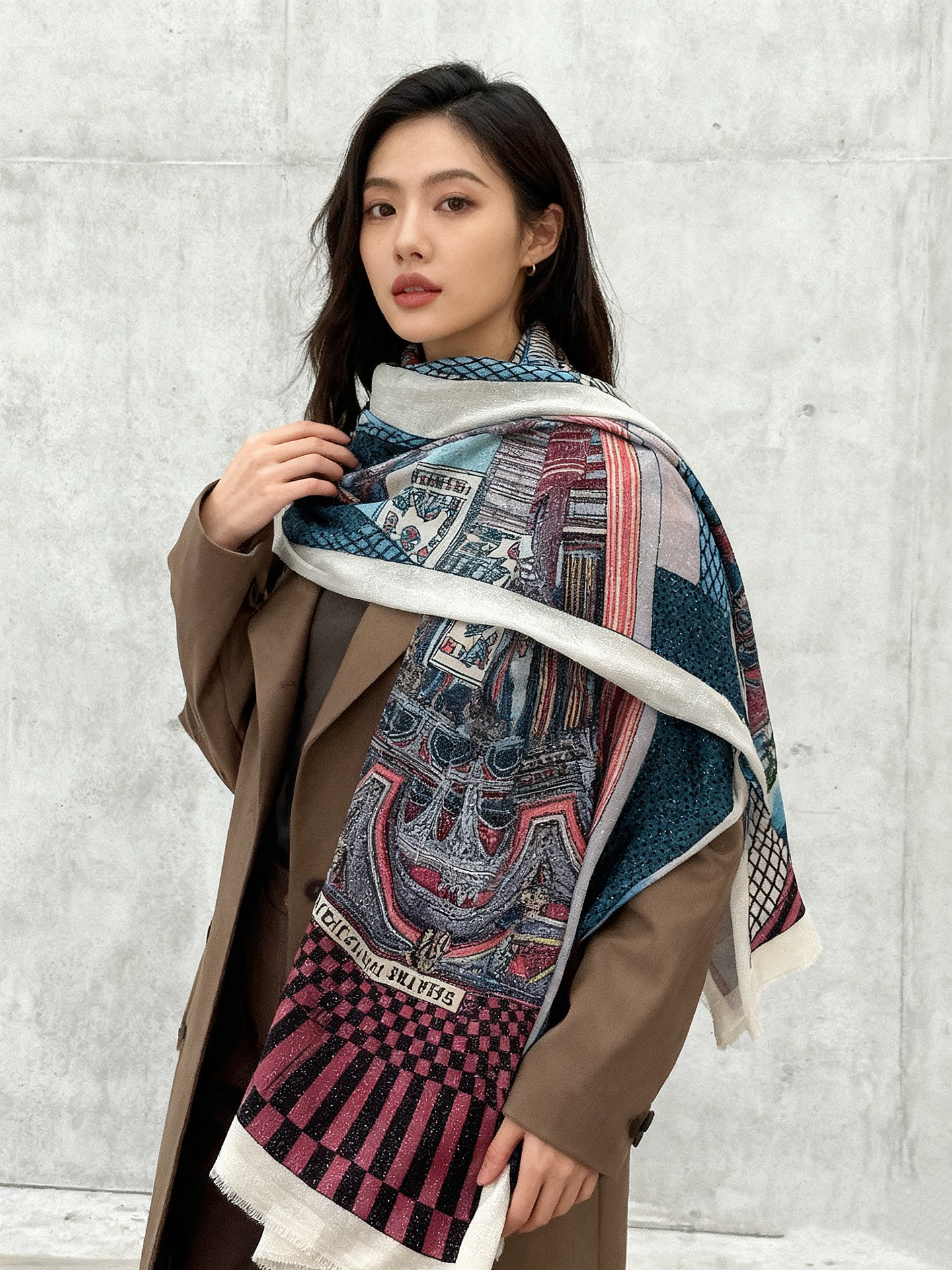 Printed cashmere scarf