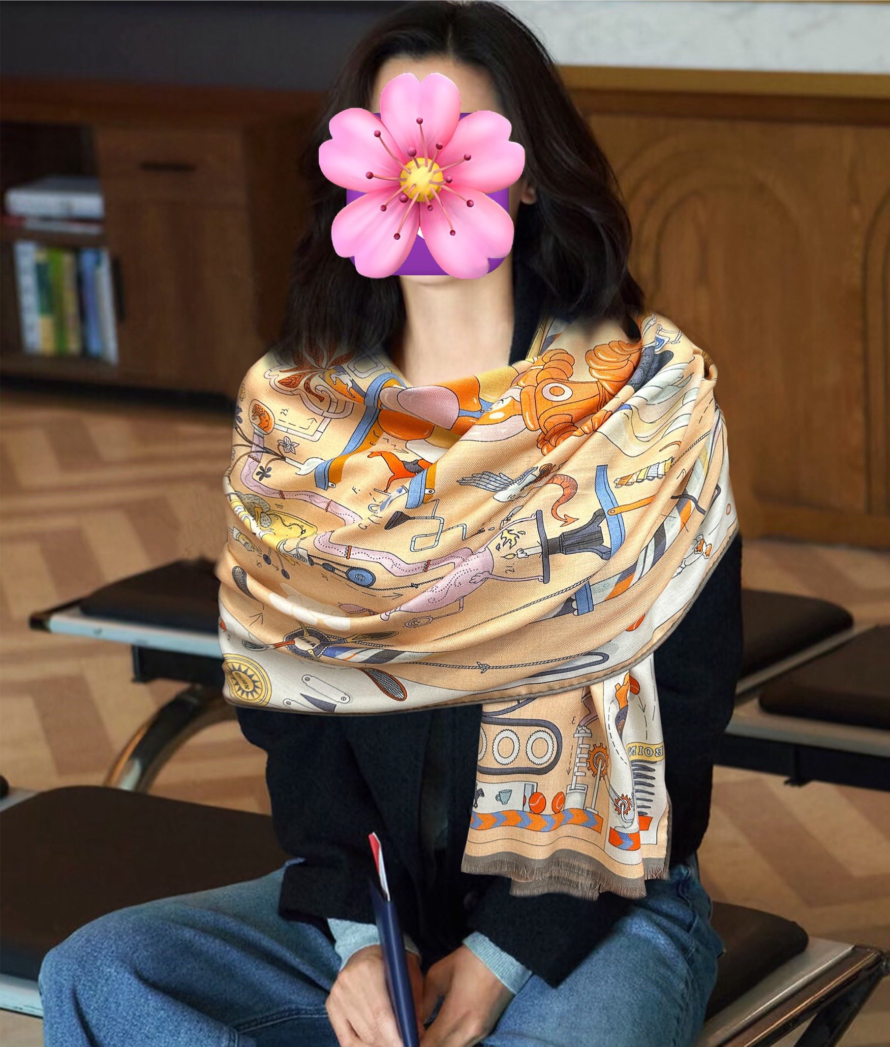 Double-sided horse cashmere scarf of the same color