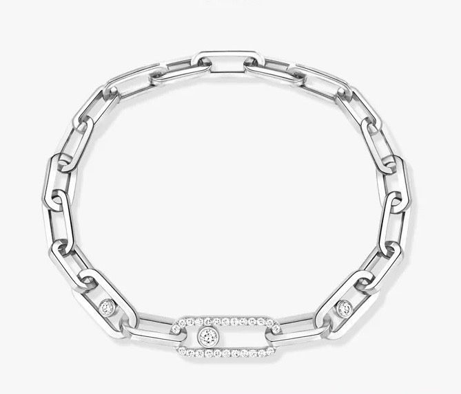 Single Diamond Sterling Silver Bracelet