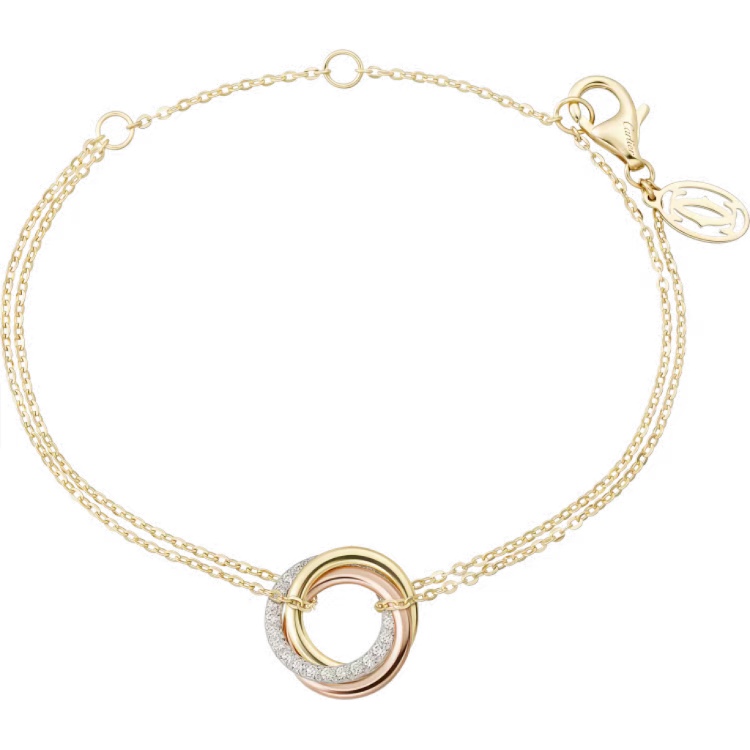 Three-ring bracelet with diamonds