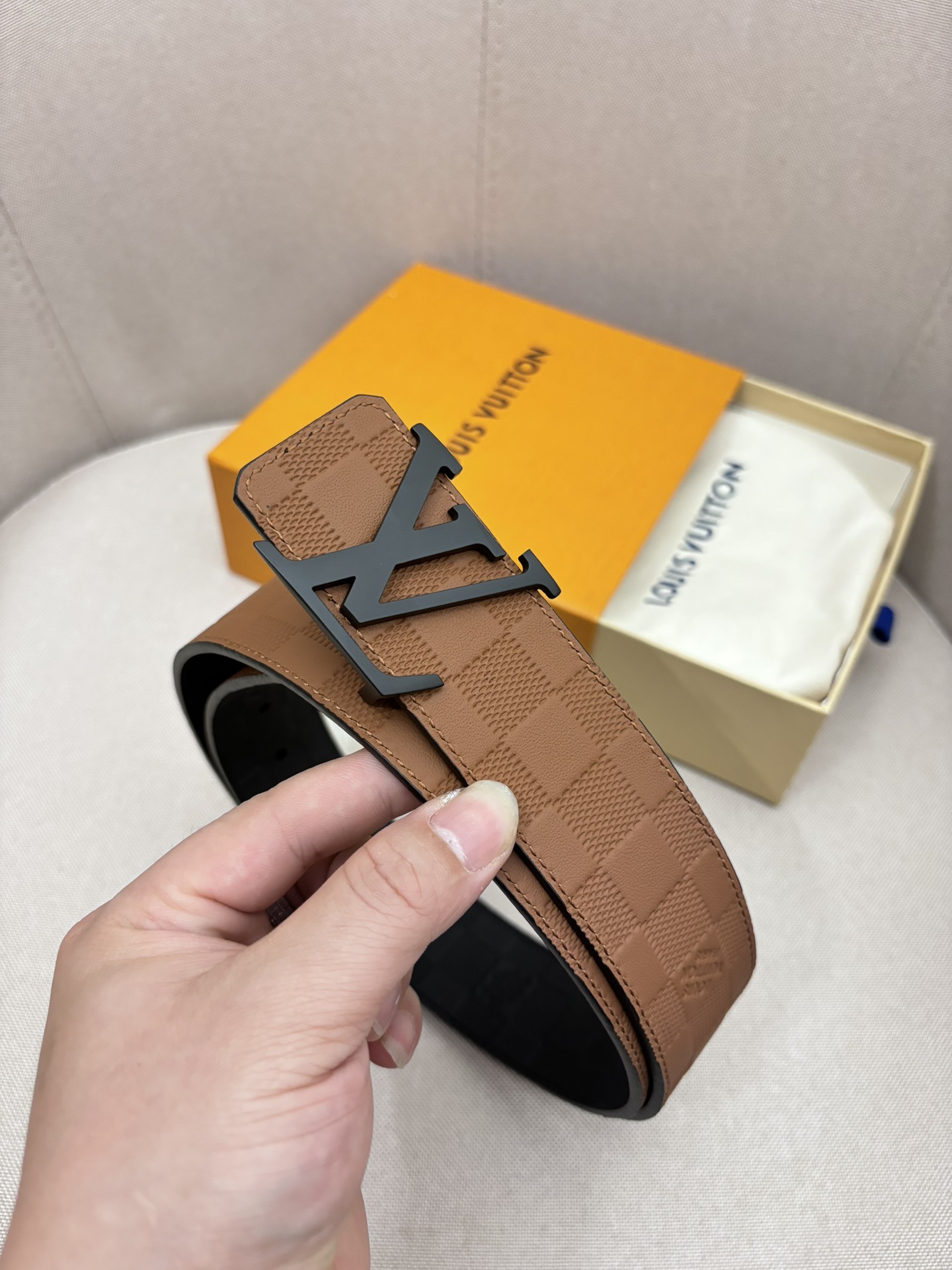 Brown double-sided cowhide belt