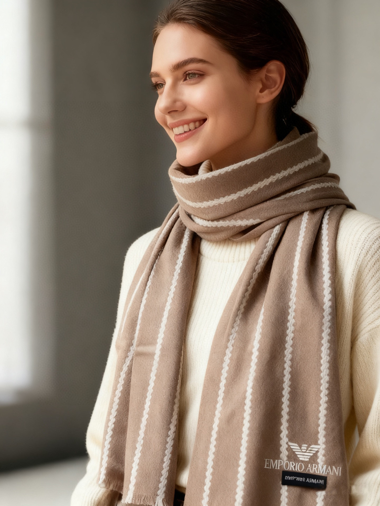 Atmospheric simple wool scarf