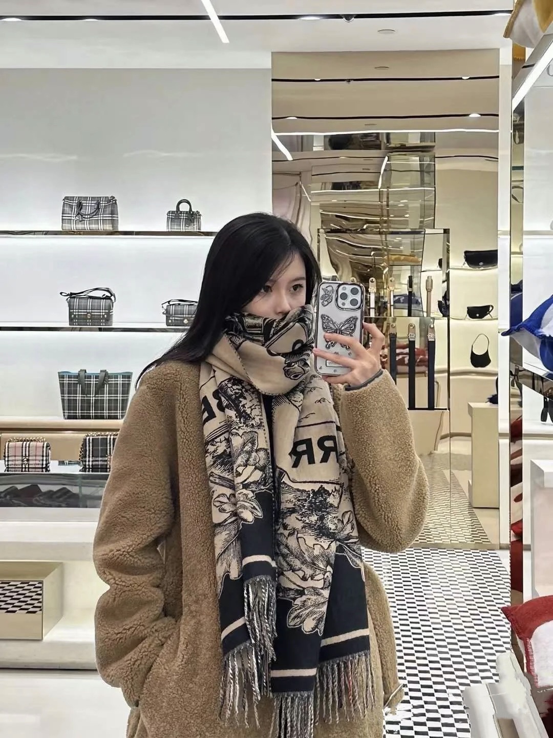 Jacquard war horse double-sided shawl cashmere scarf