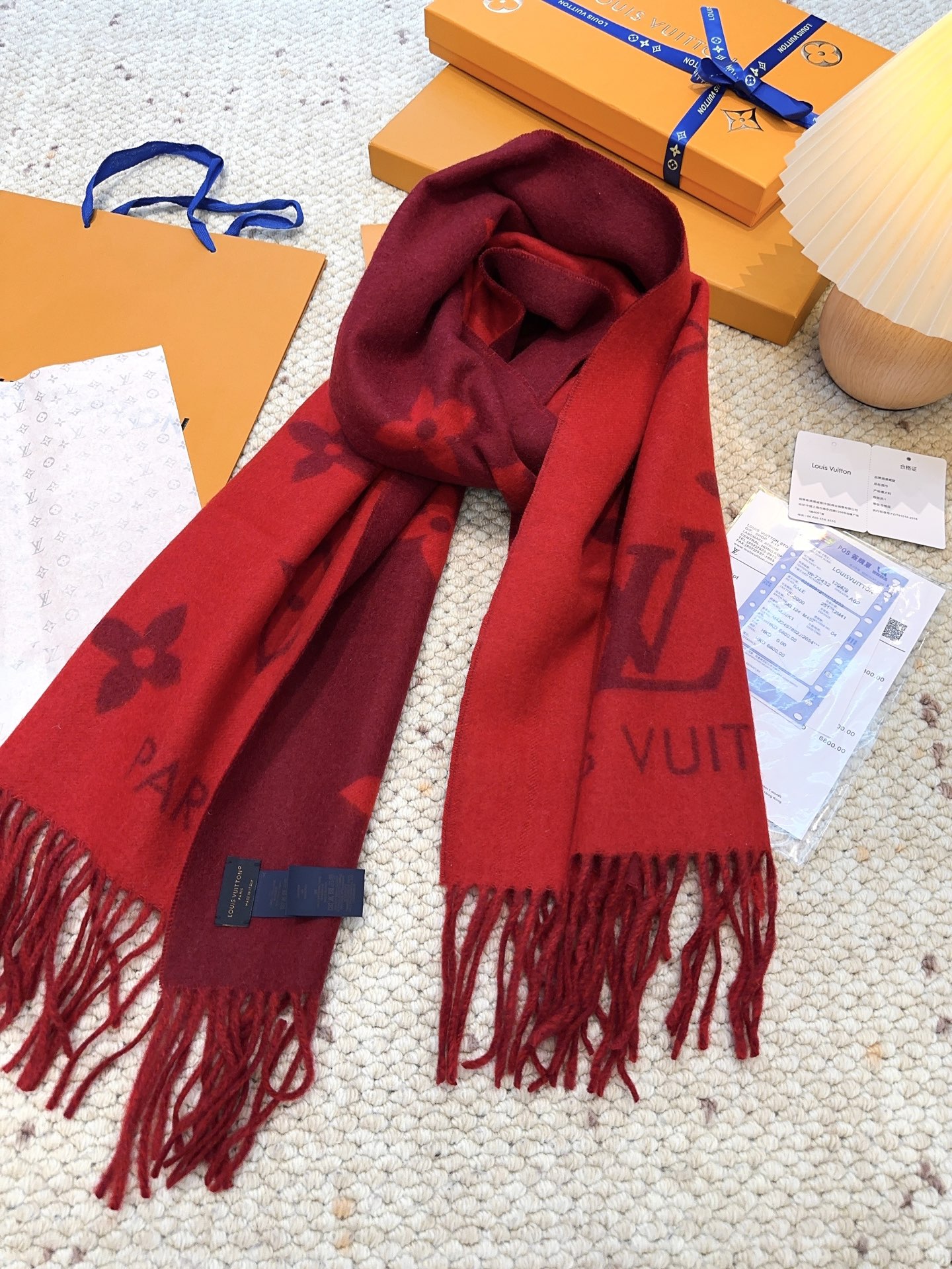 Classic red cashmere scarf shawl