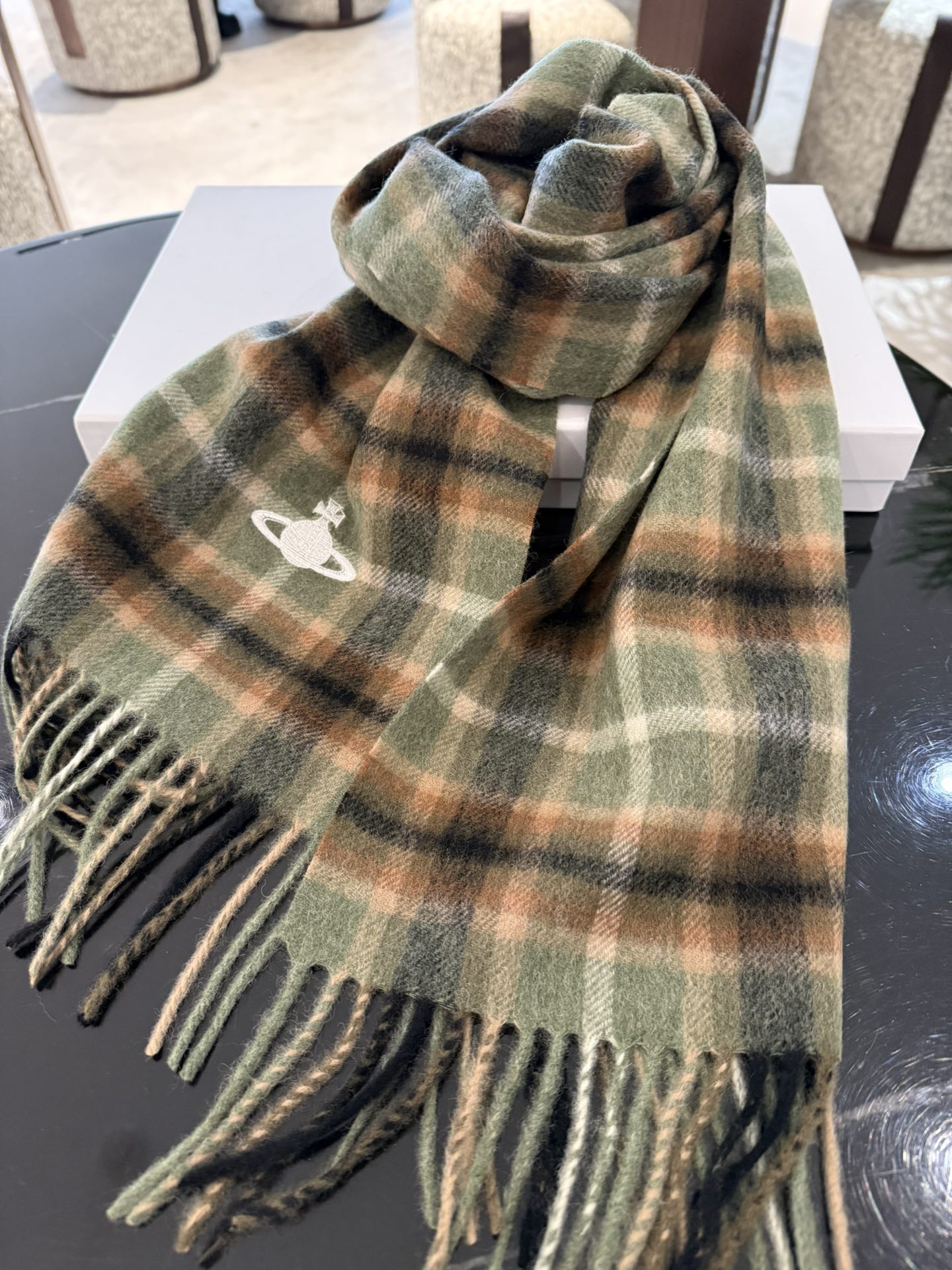 Classic plaid cashmere scarf