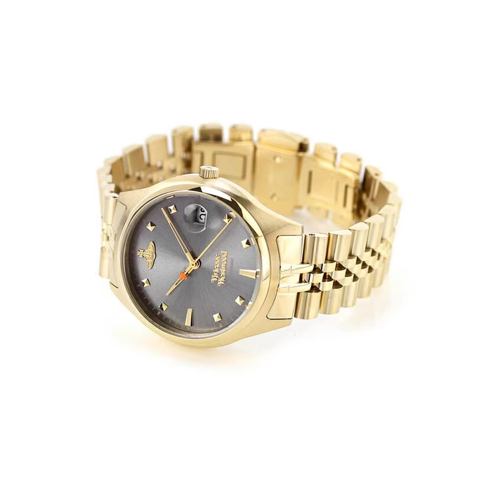 Gold grey stainless steel strap, fashion watch