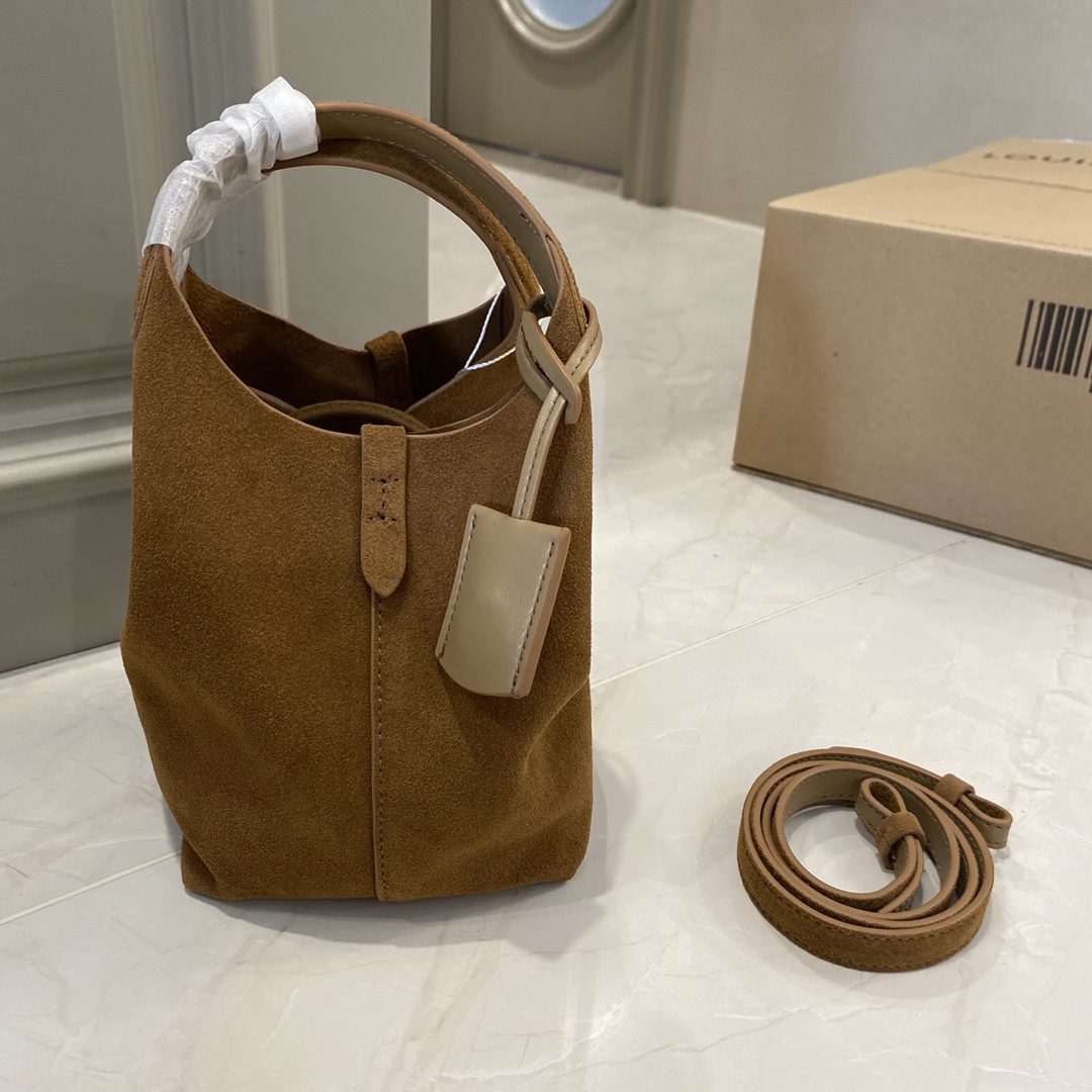 Suede basket tote bag