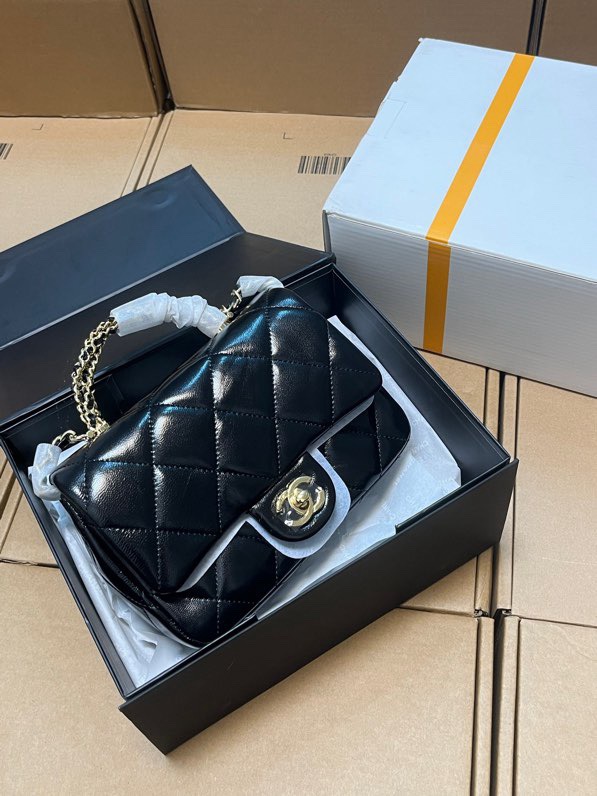 Bright black rhombus tote bag shoulder bag