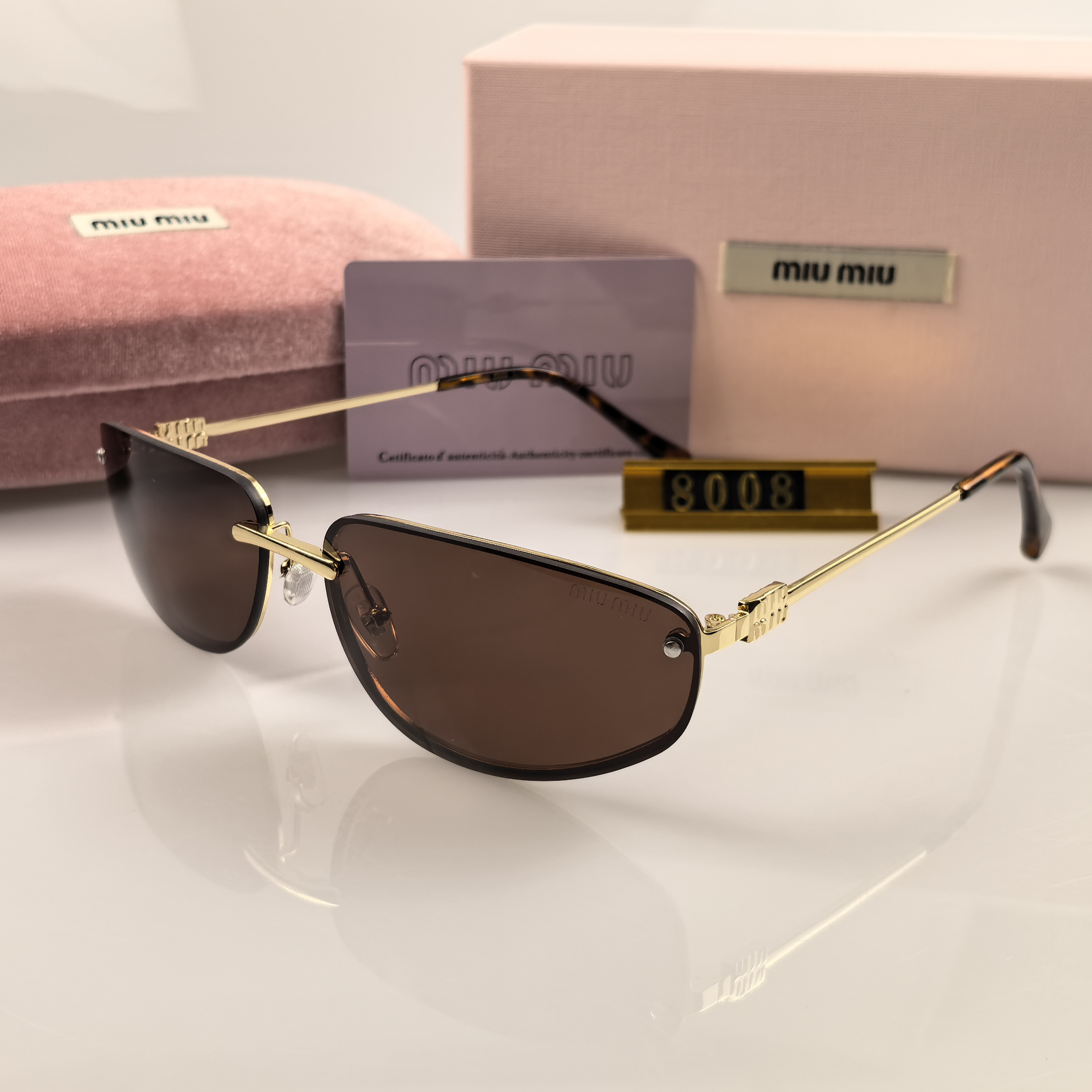 Frameless curved retro sunglasses