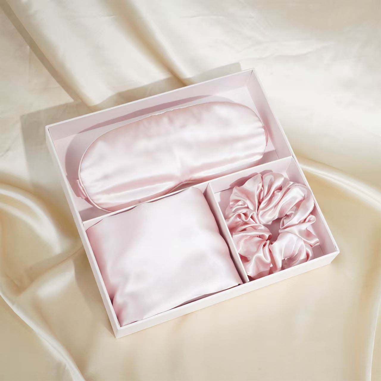Silk hair ties and eye masks gift boxes
