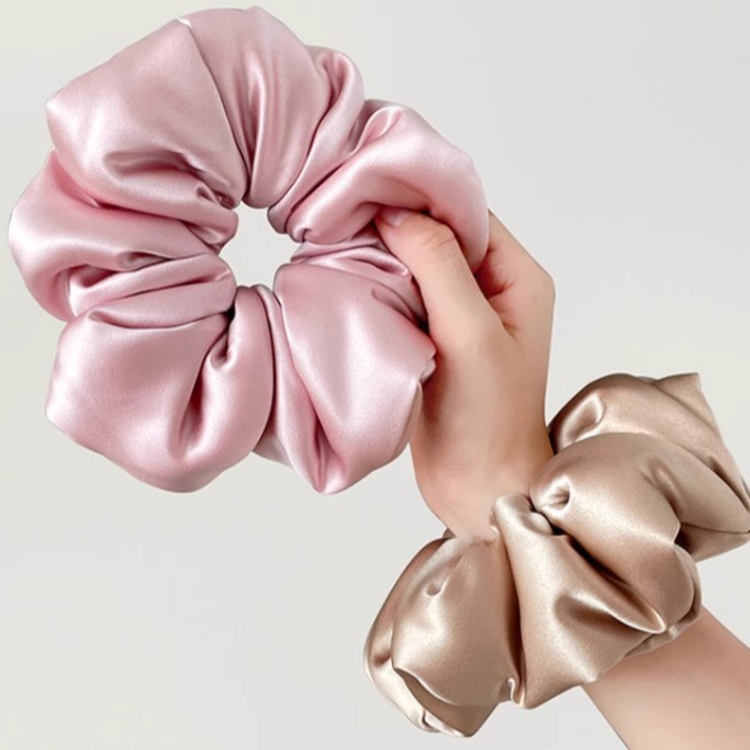100% silk scrunchies filled with mulberry silk