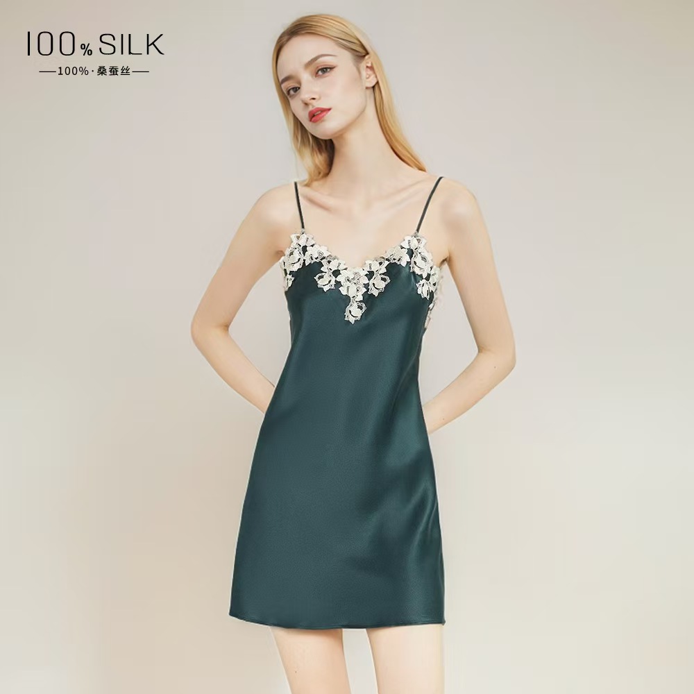 2025 New Style 19 Momme Heavyweight Silk Camisole Nightgown for Women, 100% Mulberry Silk