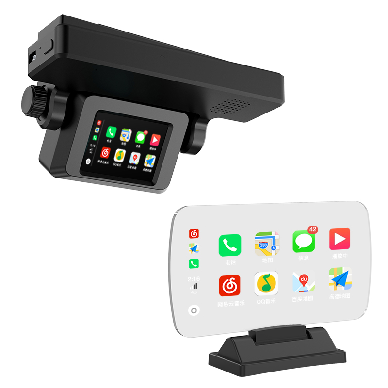 Wireless remote control hud head-up display Apple carplay, Android auto, Huawei wireless hicar, vehicle data reading, water temperature, speed, speed, listening to music navigation, make and receive calls, adaptive photosensitive, 3-meter aerial imaging, dual Bluetooth configuration,