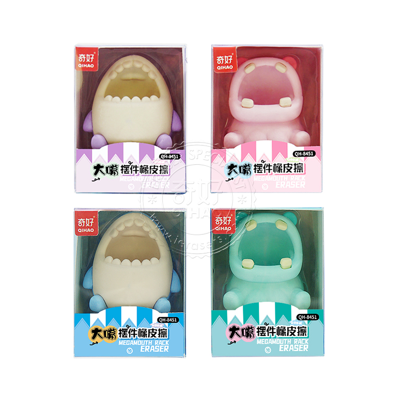 Cartoon Hippo Shark Eraser Table Decoration Pen Holder