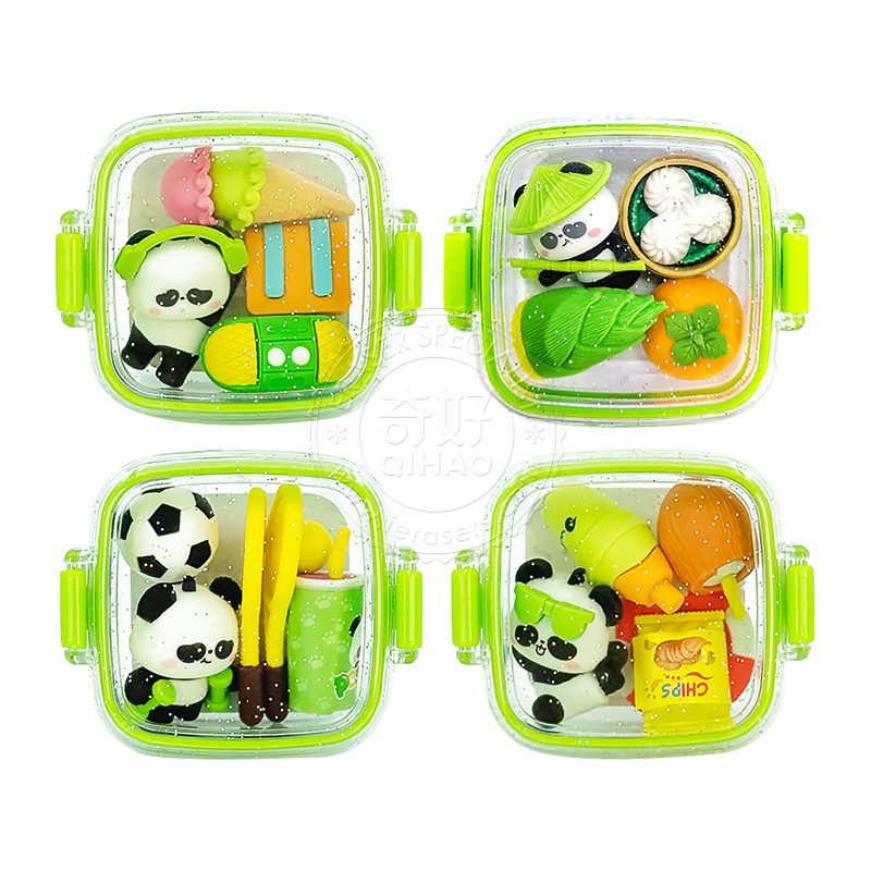 Back-to-school Panda Puzzle Eraser Lunch Box Package