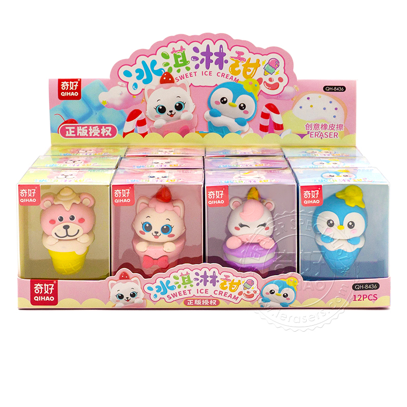 Cute Cartoon Animal Ice Cream Eraser Novelty Gift