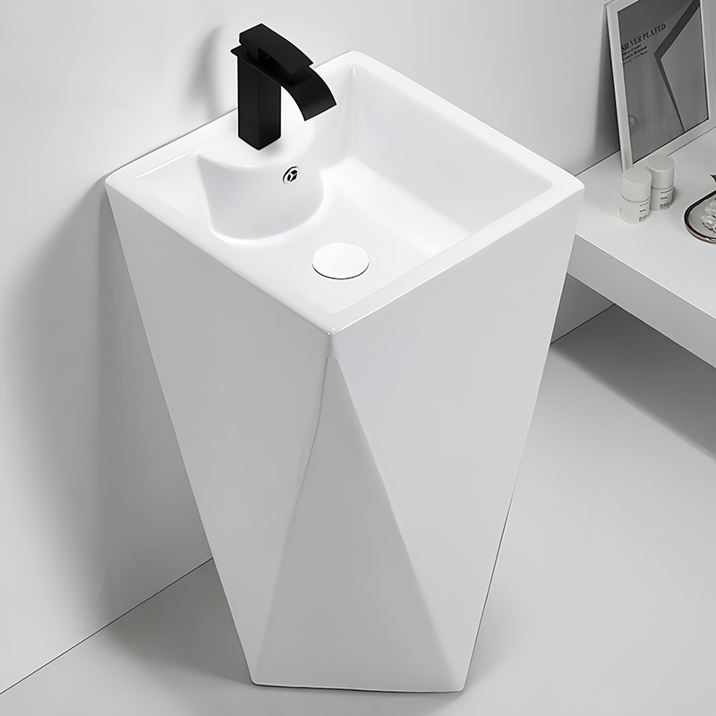 Elegant Ceramic Pedestal Basin Freestanding Wash Basin OEM Custom Glaze Custom Logo Packaging