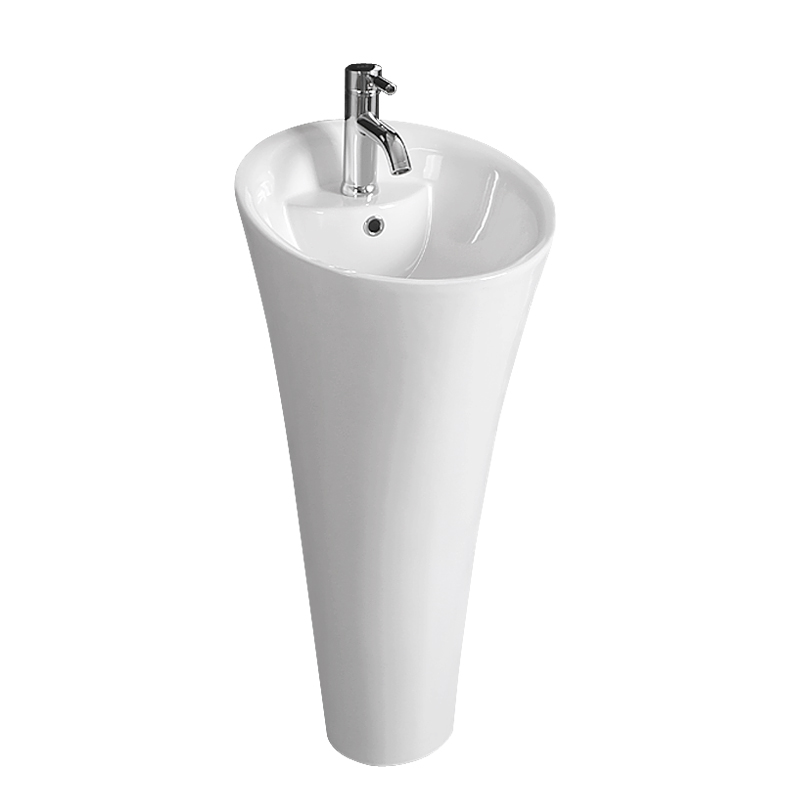 Compact Ceramic Pedestal Basin Freestanding Sink OEM ODM Custom Color Custom Packaging