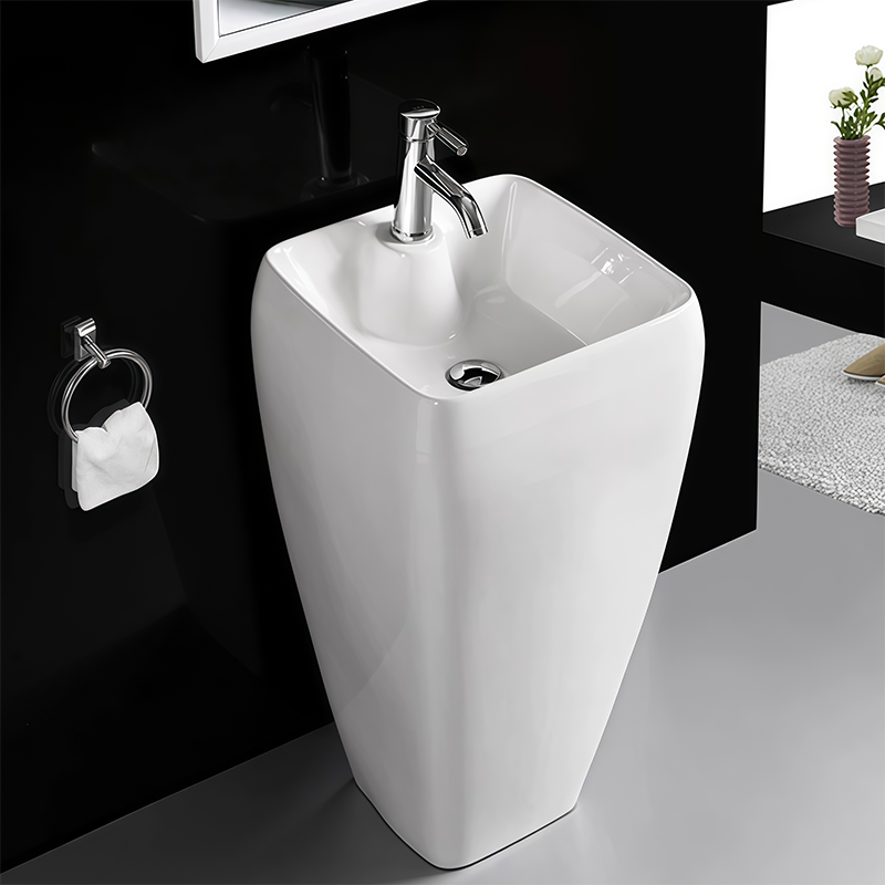 Curved Rim Ceramic Pedestal Basin Freestanding Wash Sink Frost Proof Custom Box Wholesale