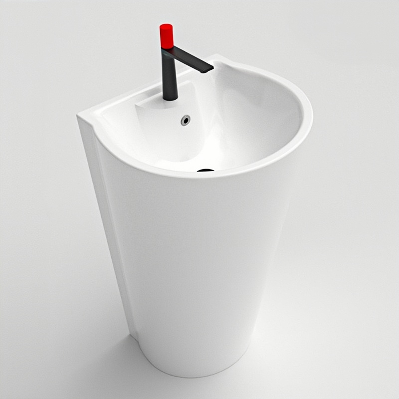  Hotel Project Ceramic Pedestal Basin Freestanding Frost Resistant Custom Packaging OEM