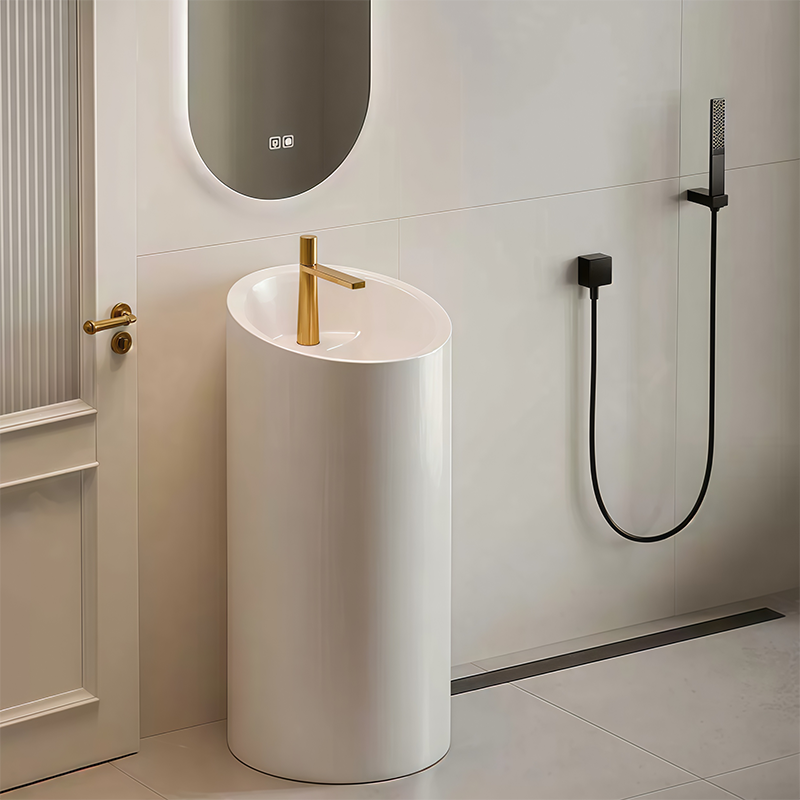 Ceramic Pedestal Basin Freestanding Wash Basin Heavy Duty Frost Resistant Custom Packaging