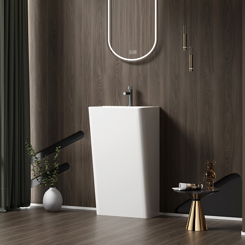 Premium Ceramic Pedestal Basin Freestanding Wash Basin Frost Resistant OEM Custom Logo Box