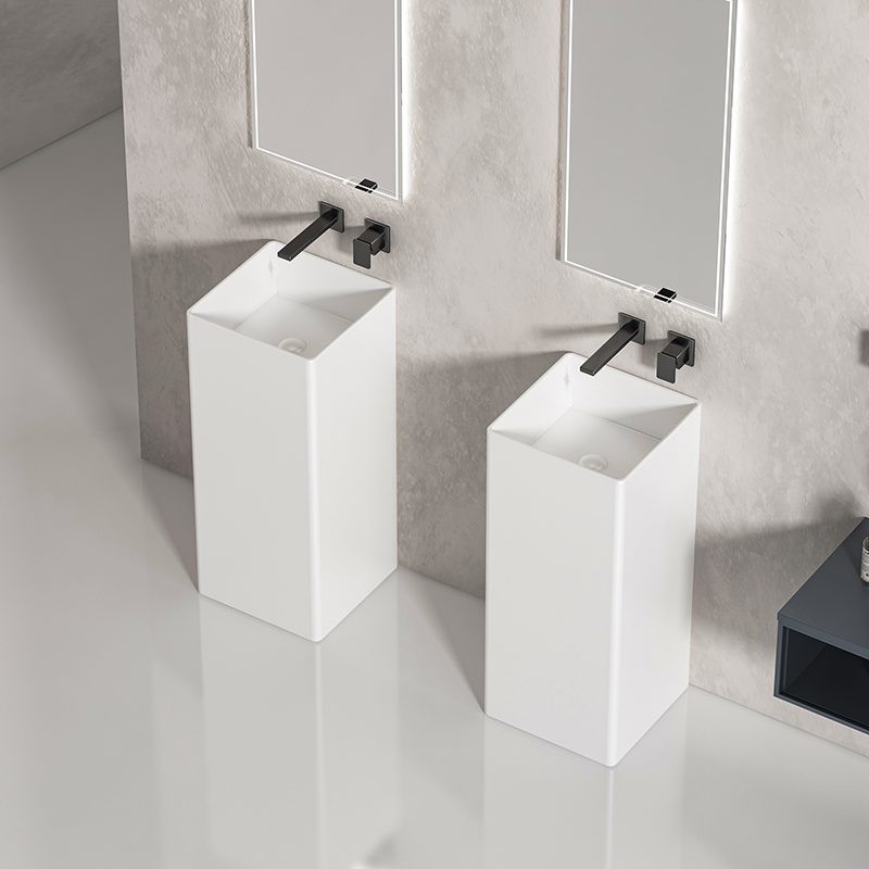Modern Simple Ceramic Pedestal Sink Frost Resistant OEM ODM Custom Color Custom Box
