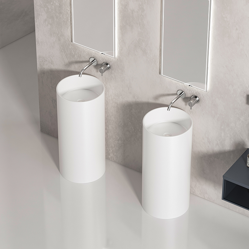 Freestanding Ceramic Pedestal Basin Heavy Duty OEM ODM Custom Logo Box Cold Climate Use