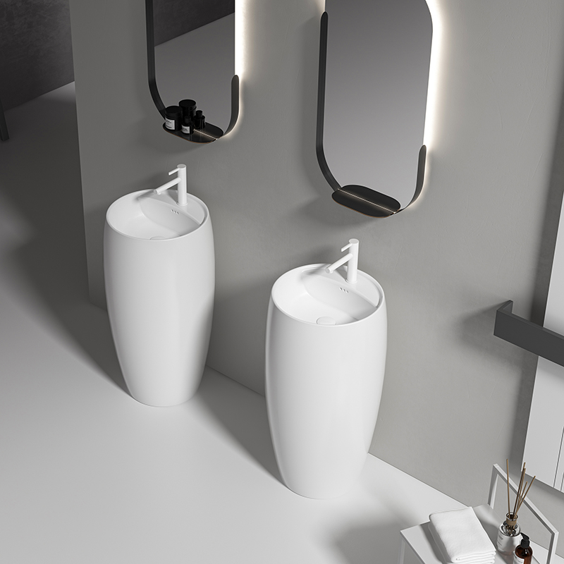 Ceramic Pedestal Basin Freestanding Sink OEM Custom Packaging Frost Resistant Bulk Shipment