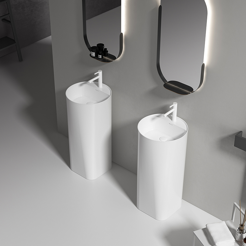 Round Ceramic Pedestal Basin Freestanding Bathroom Hand Wash Sink Custom Color Box For Bulk Order Supply