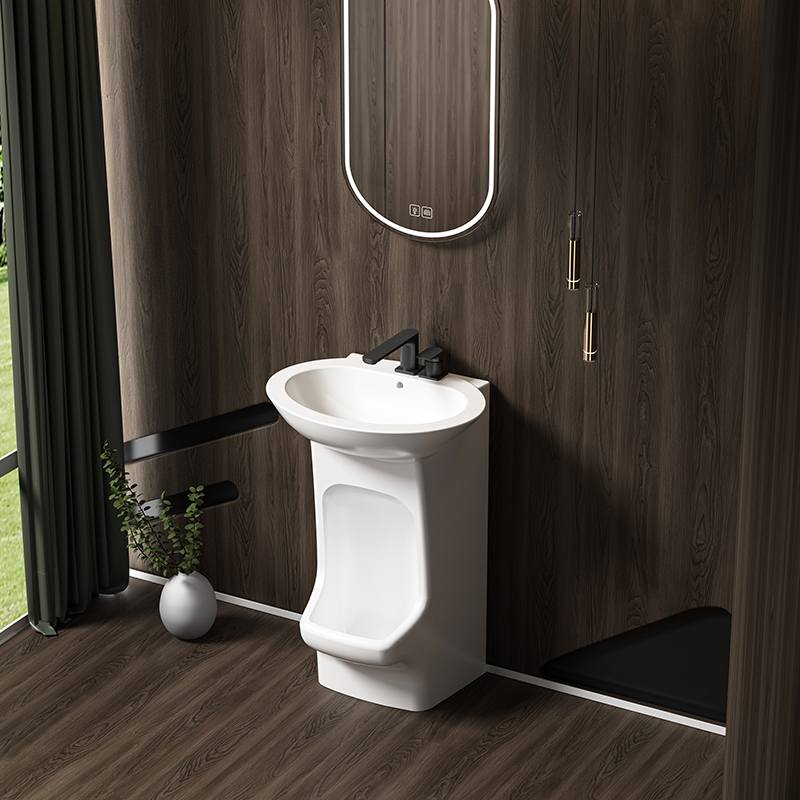 Minimalist One Piece Pedestal Sink Ceramic Freestanding Wash Basin Custom Color Box For Home Renovation Buyers