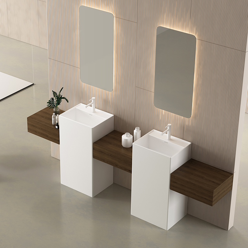 Freestanding Pedestal Basin White Ceramic Bathroom Wash Sink Custom Color Box Available For Wholesale Importers