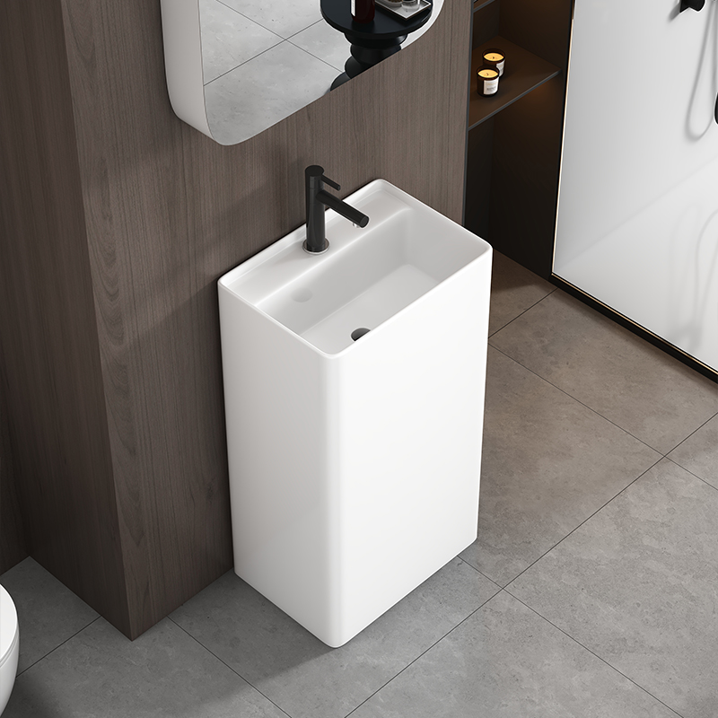 Integrated Ceramic Pedestal Basin Freestanding Wash Sink Custom Color Box For Bathroom Remodel Wholesale