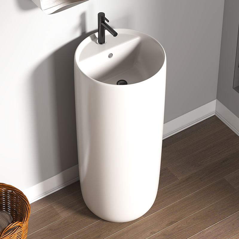  Contemporary Pedestal Sink Ceramic Freestanding Floor Basin Custom Color Box For Small Space Bathroom Solution