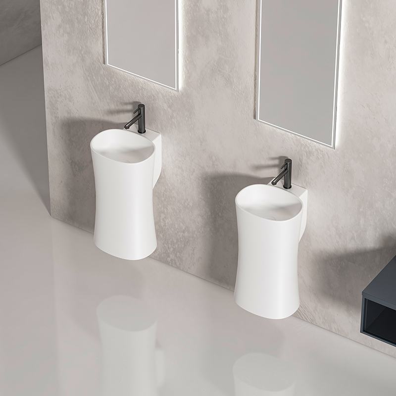Floor Standing Ceramic Pedestal Basin Hand Wash Sink Custom Color Box Suitable For Home And Commercial Toilet