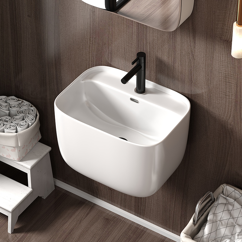 Slim Floating Ceramic Wash Basin High Temperature Vitreous Glaze Stain Resistant Factory Direct Large Stock Custom Sample Support Small Custom Orders For Public Restroom Construction