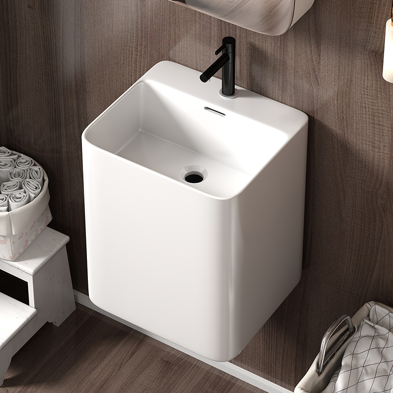 Square Wall Hung Ceramic Wash Basin Easy Clean Anti Stain Glaze Non Porous Surface Factory Direct OEM ODM Custom Packing Support Small Custom Orders For Residential Building Projects