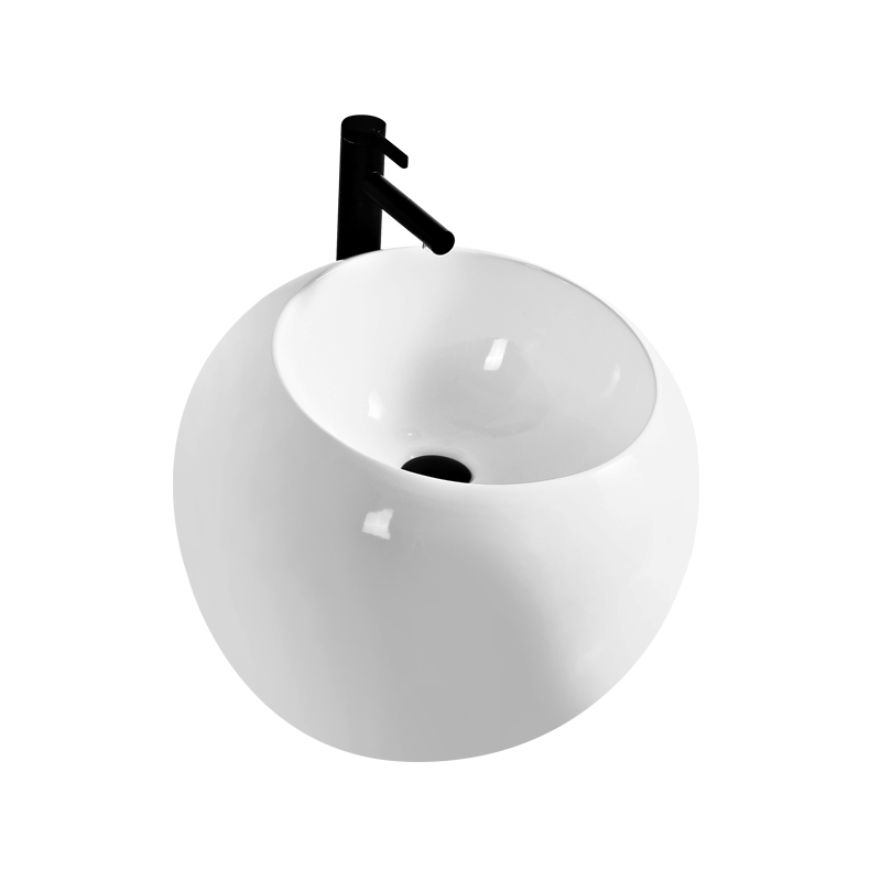 Curved Wall Hung Ceramic Wash Basin Stain Resistant Vitreous Glaze Non Porous Surface Factory Direct OEM ODM Custom Packaging Support Small Custom Orders For Apartment Building Buyers