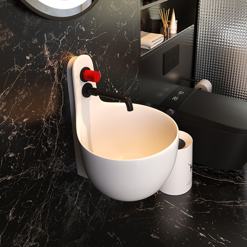 Narrow Floating Ceramic Wash Basin Non Porous Vitreous Glaze Anti Fouling Coating Factory Direct OEM ODM Custom Logo Support Small Custom Orders For Compact Bathroom Works