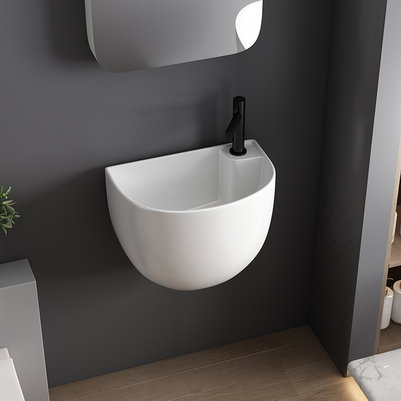 Matte Wall Mounted Ceramic Wash Basin Stain Resistant Vitreous Glaze Easy Clean Factory Direct Large Stock Custom Sample Support Small Custom Orders For Modern Residential Projects