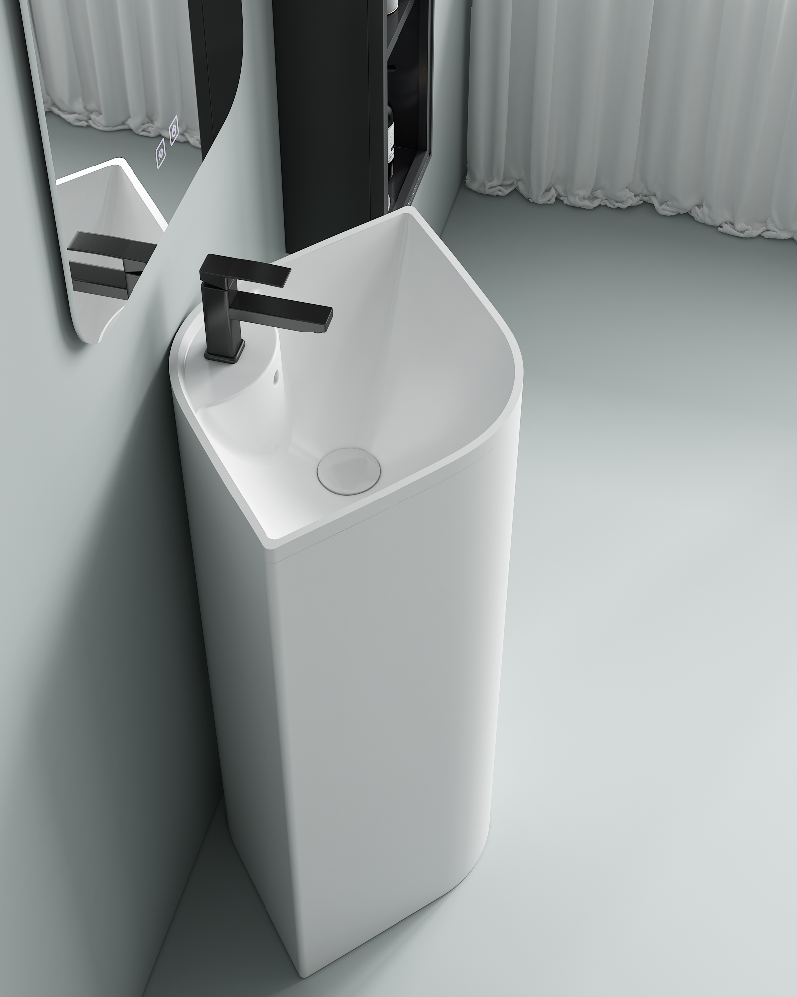  Large Ceramic Pedestal Basin Freestanding Sink OEM Custom Color Custom Packaging Hotel Bathroom Project